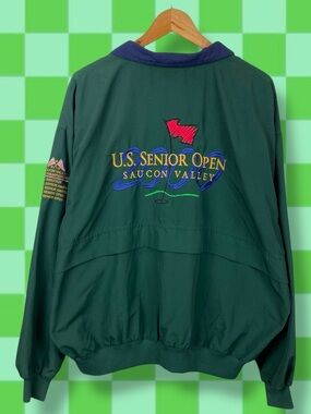 Vintage Golf USGA Senior Open Saucon Windbreaker Zip Up Collectors Jacket Green